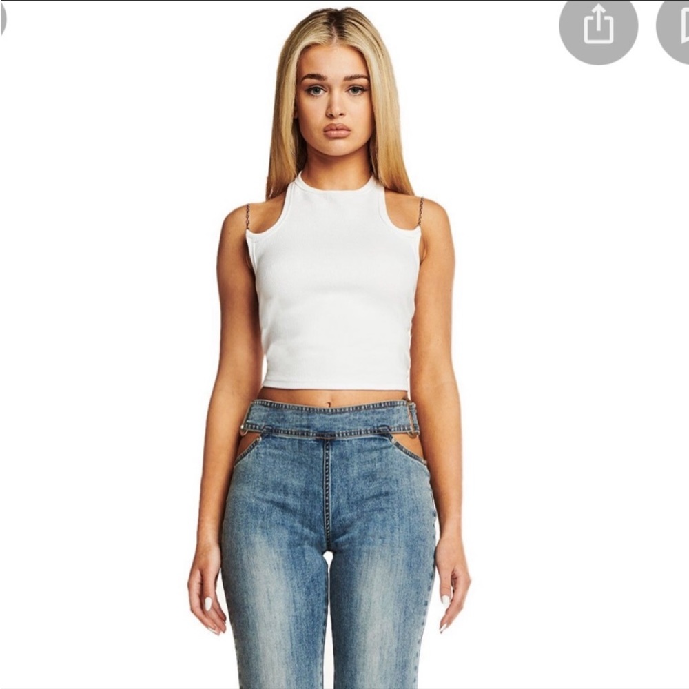 I.AM.GIA backless white halter top with chain size XS